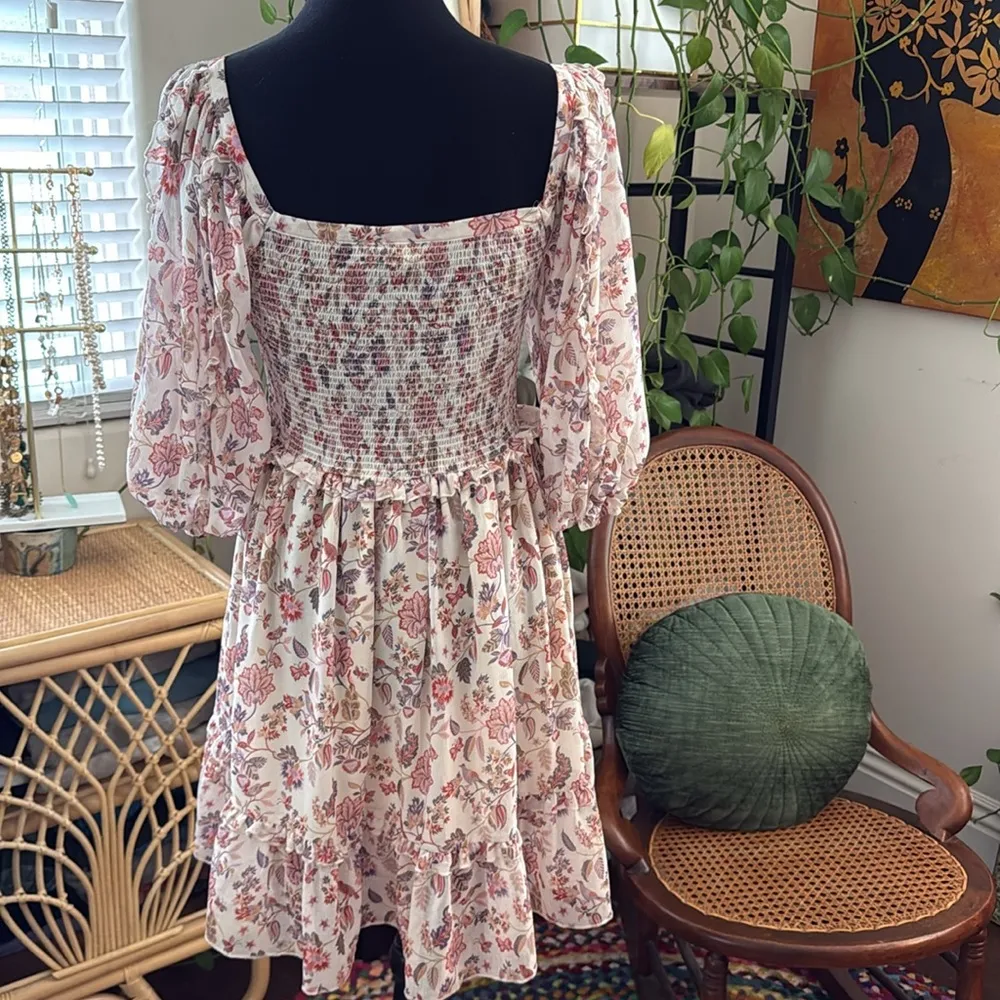 Super Natural by Secret Mission Greenport Floral Paisley Smocked Mini Dress - Image 2