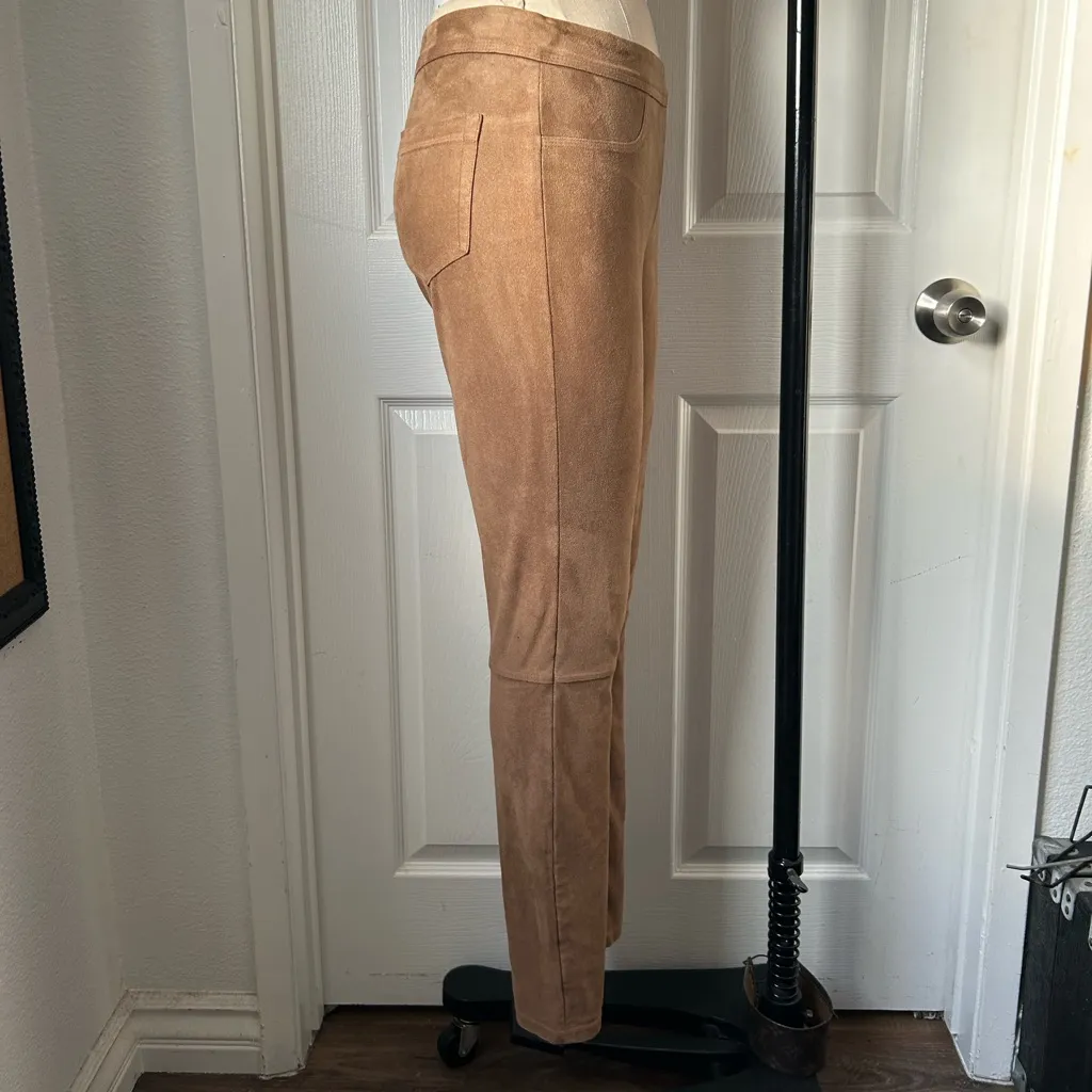 Max studio Brown faux suede skinny pants with zipper pocket detail #fauxsuede - Image 2