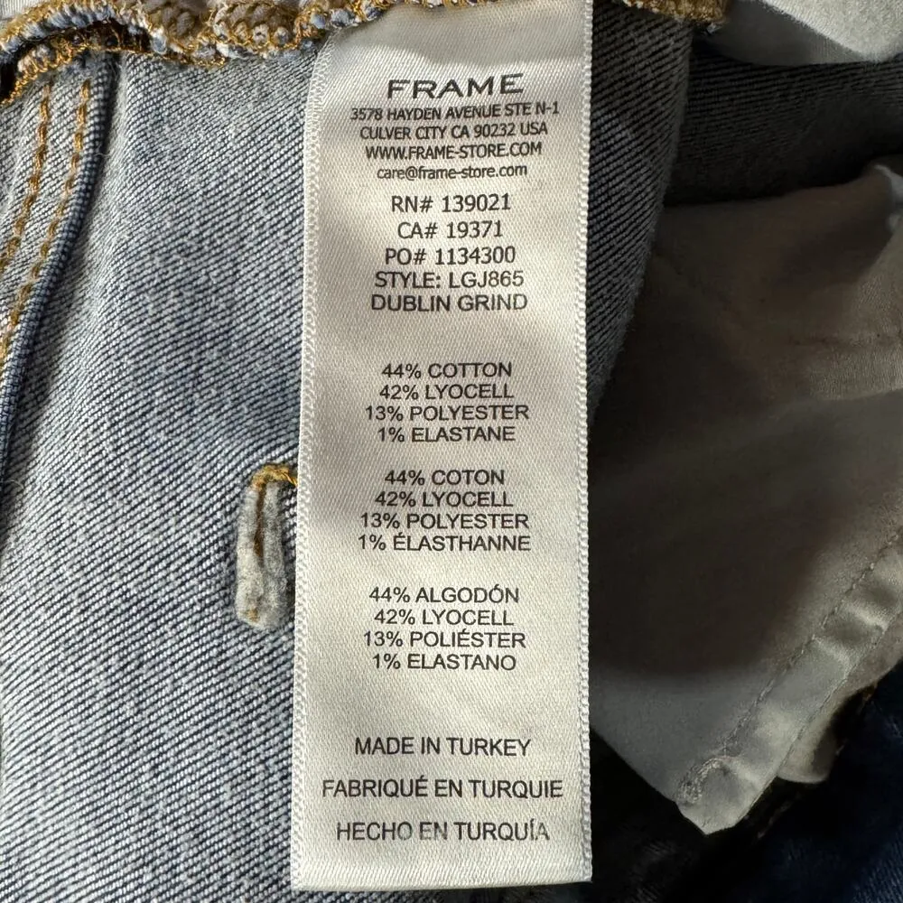 Frame SZ 28 Le Garcon Boyfriend Jeans Mid-Rise Distressed Frayed Dublin Grind - Image 9