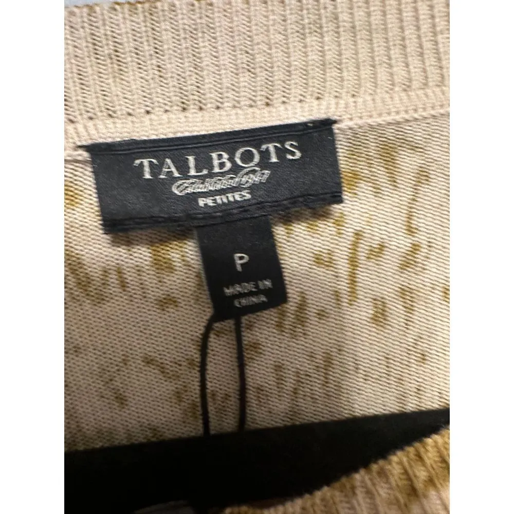 Talbots Petites NWT Animal Print Cardigan Yellow Size P (XS/S) - Image 3
