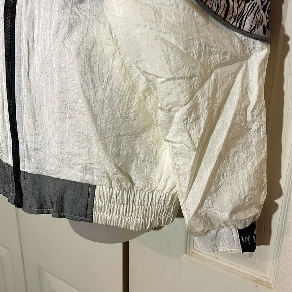 Vintage Ville Franche 1990s Colorblock Windbreaker Jacket Animal Print M Size M - Image 8