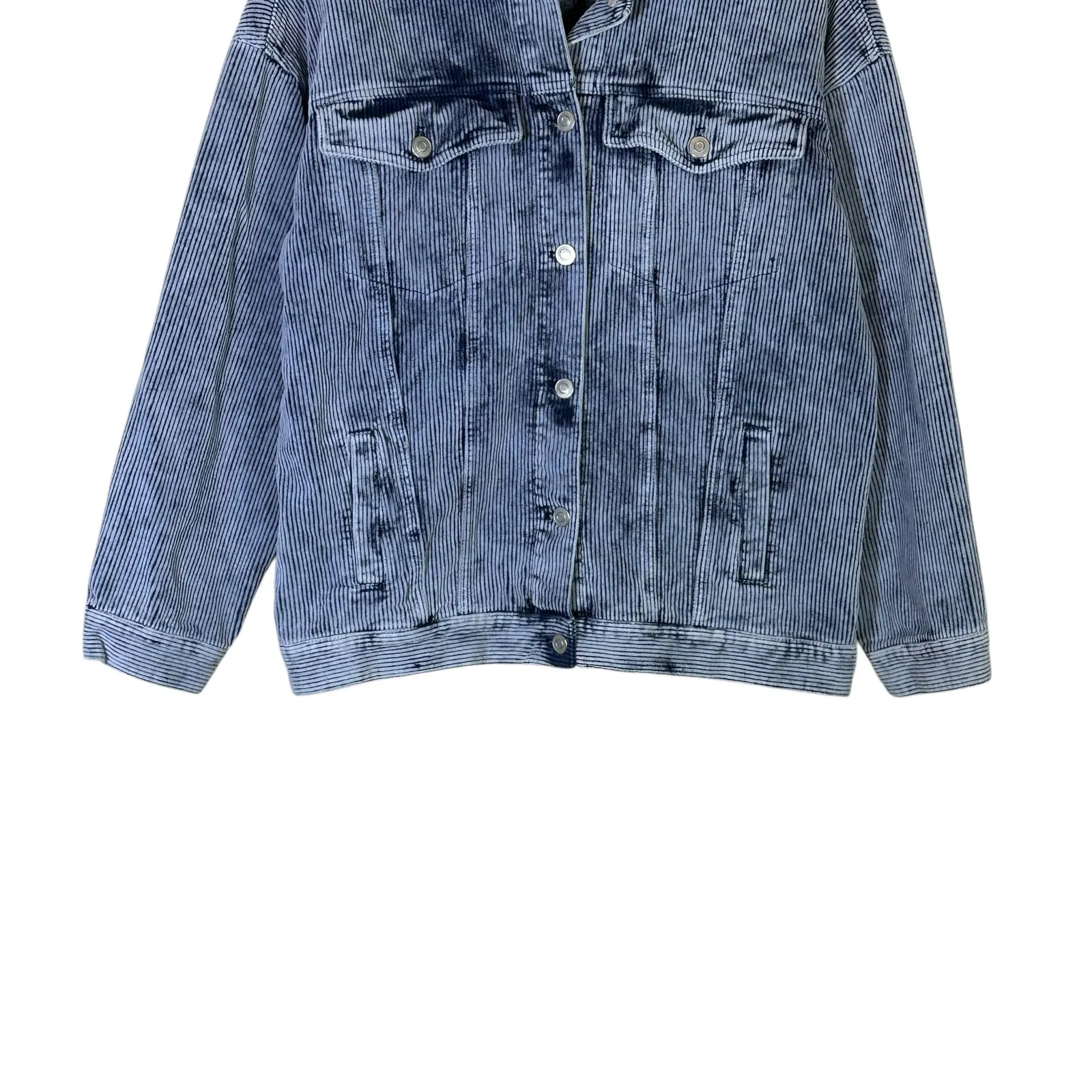 Altar’d State Corduroy Jacket Womens M Blue Oversized Cotton Boxy Retro Grunge - Image 3