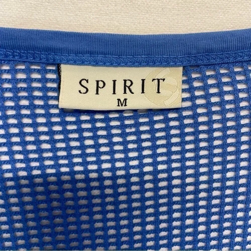 Blue Mesh Long Sleeve V-neck Size Medium - Image 4