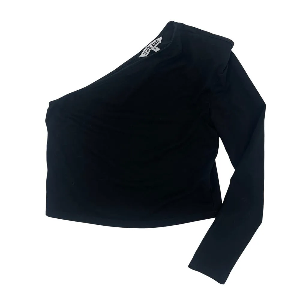 WALTER BAKER Berkley Top Size Small One Shoulder Black Designer Luxury Going Out - Image 2