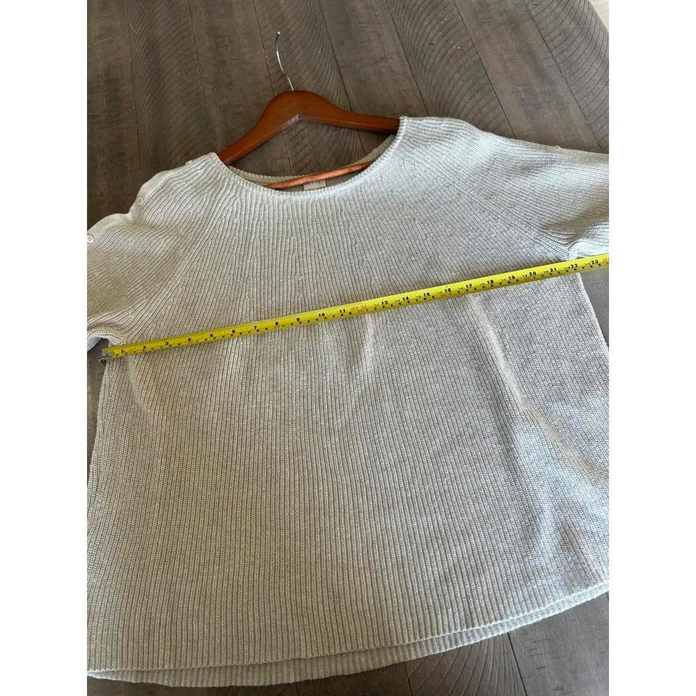 Poetry Taupe 3/4 Button Sleeve Knit Sweater Cotton/Linen Blend Women’s size 10 - Image 7