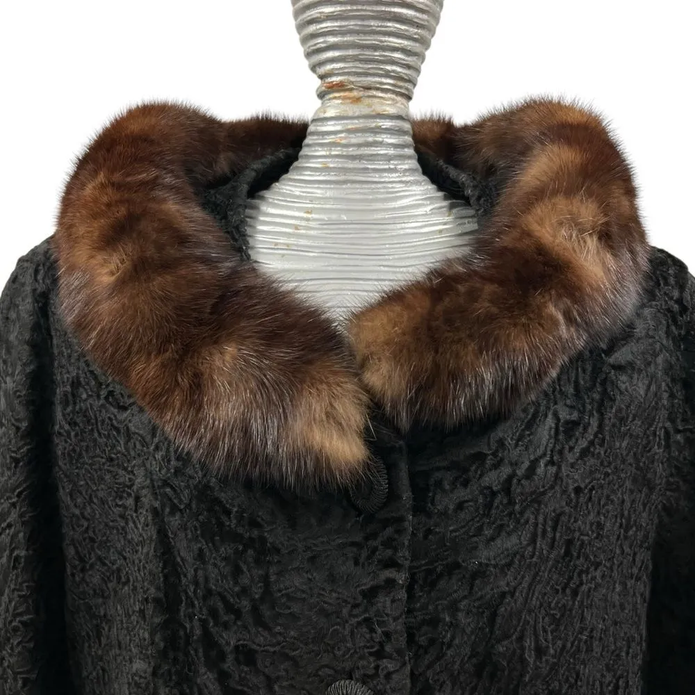Vintage Russian Broadtail Sable Collar Fur Jacket Authentic Luxury Grandmacore Black Size M - Image 2