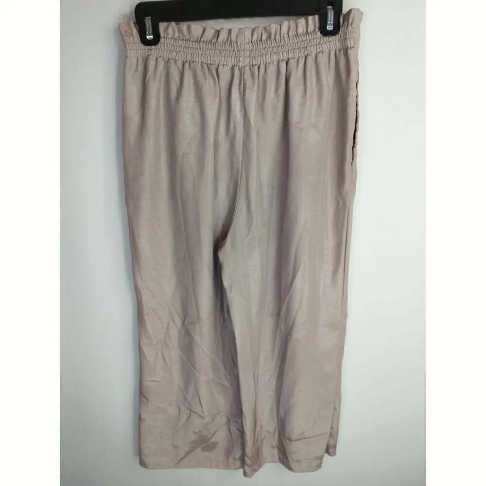 ZARA  Basic Women's Solid Belted High Rise‎ Trouser Pants Beige Size Small - Image 5
