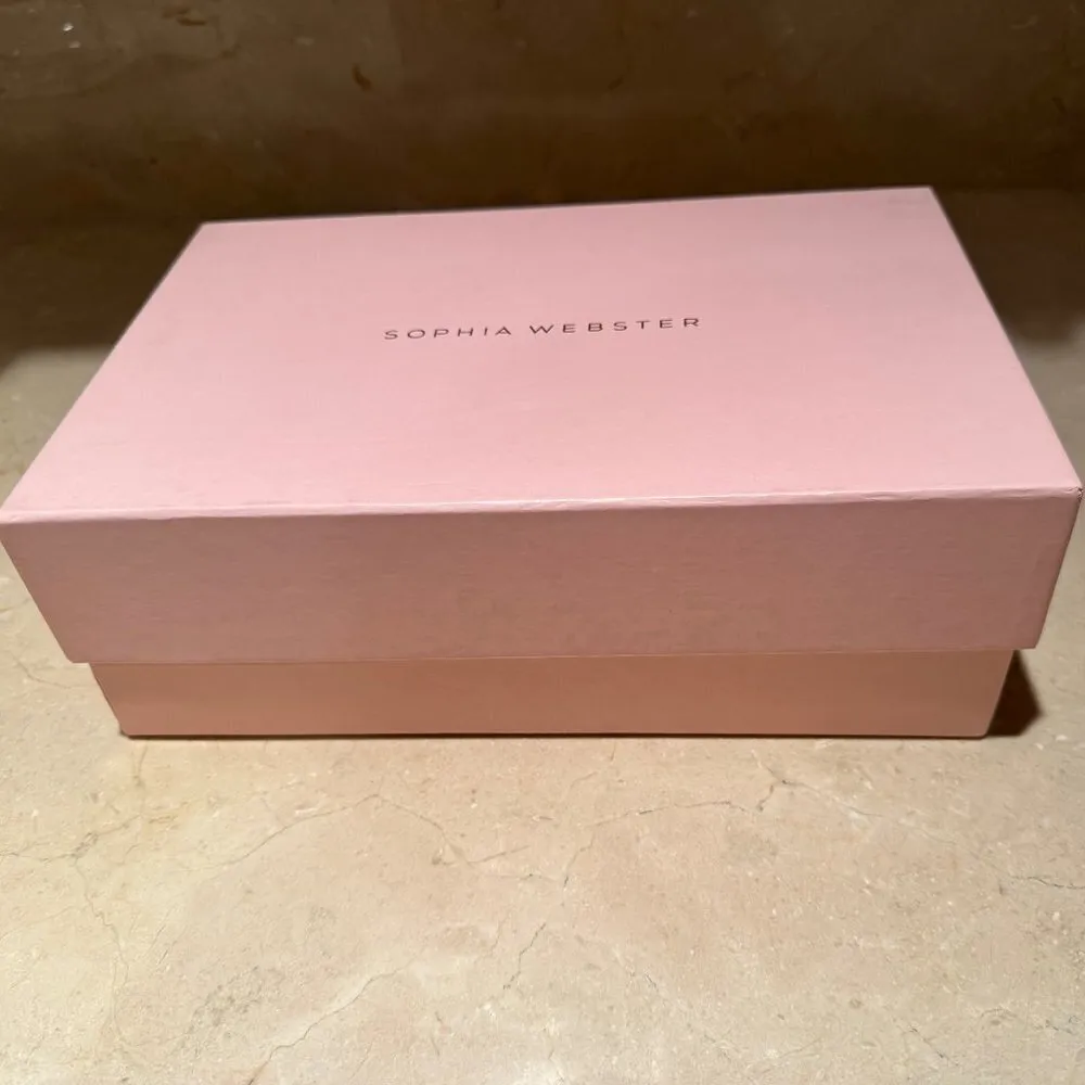 Sophia Webster Rosalind Pearl Heel Sandals Gold Glitter Size 39.5 / US 9.5 NIB - Image 9