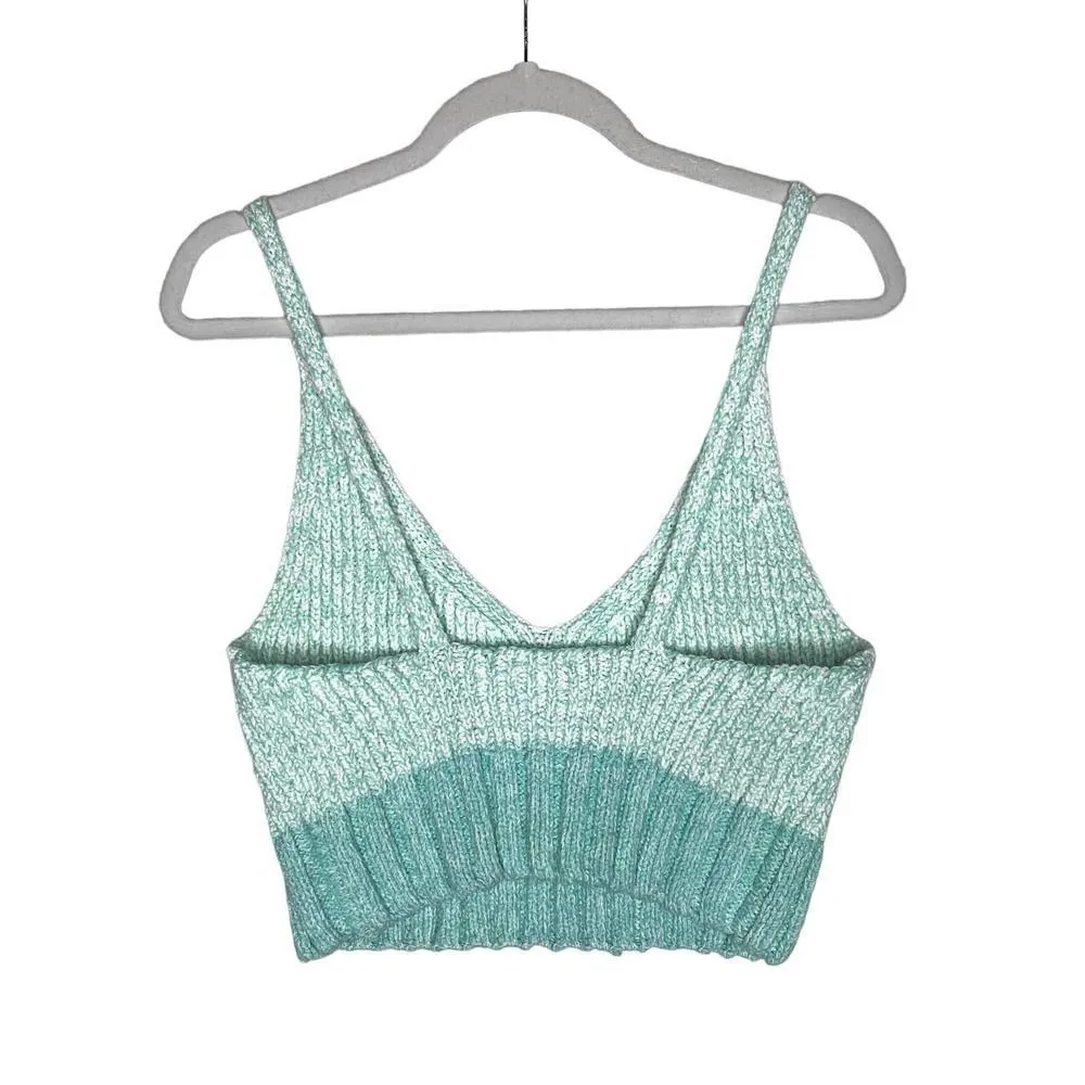 Free People Intimately Here All Day Knit Bralette Brami Crop Top Blue Medium - Image 9