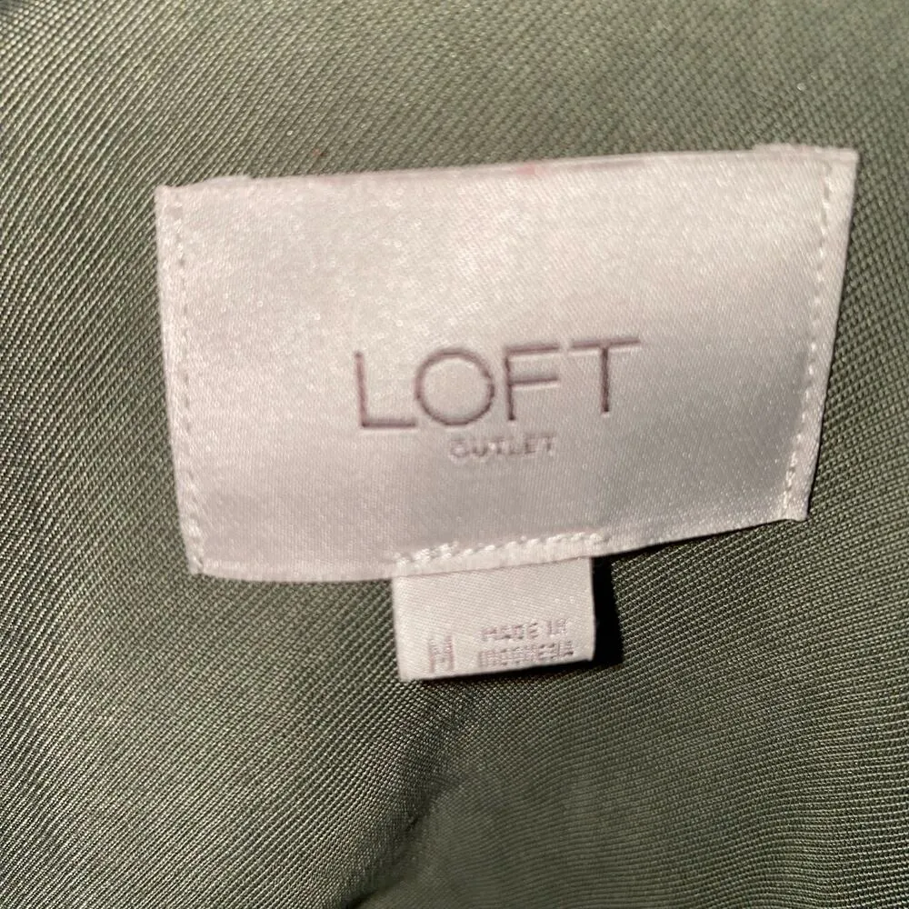 LOFT Olive Green Belted Notch Collar Long Sleeve Jacket Women’s Size Medium - Image 7