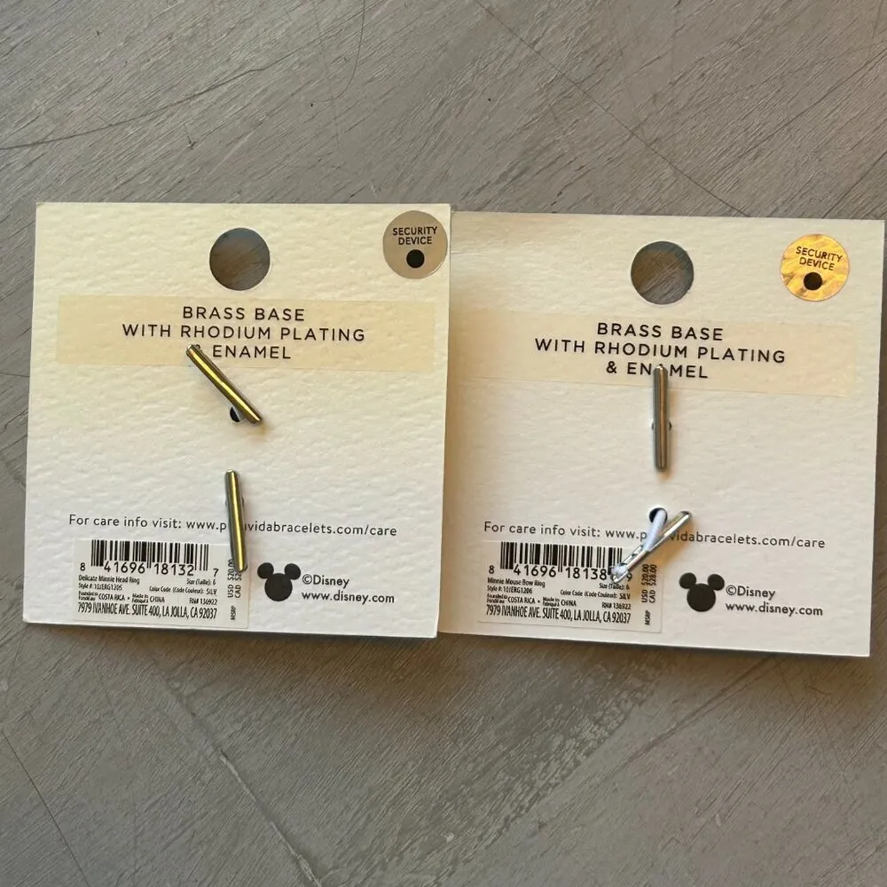 NWT Set of 2 Pura Vida Disney Minnie Mouse Rings Minnie Ears Minnie Bow Size 6 - Image 7