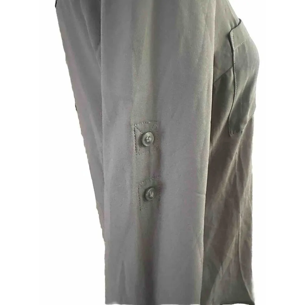 Express The Portofino Button Up Shirt Womens Slim Fit Size XS Solid Gray Pockets - Image 3
