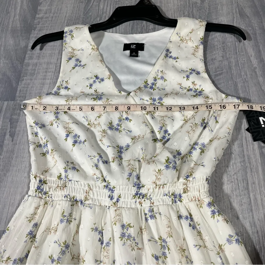 IZ Byer Ivory White Floral Lightweight Dress; NEW; Medium Women's - Image 6