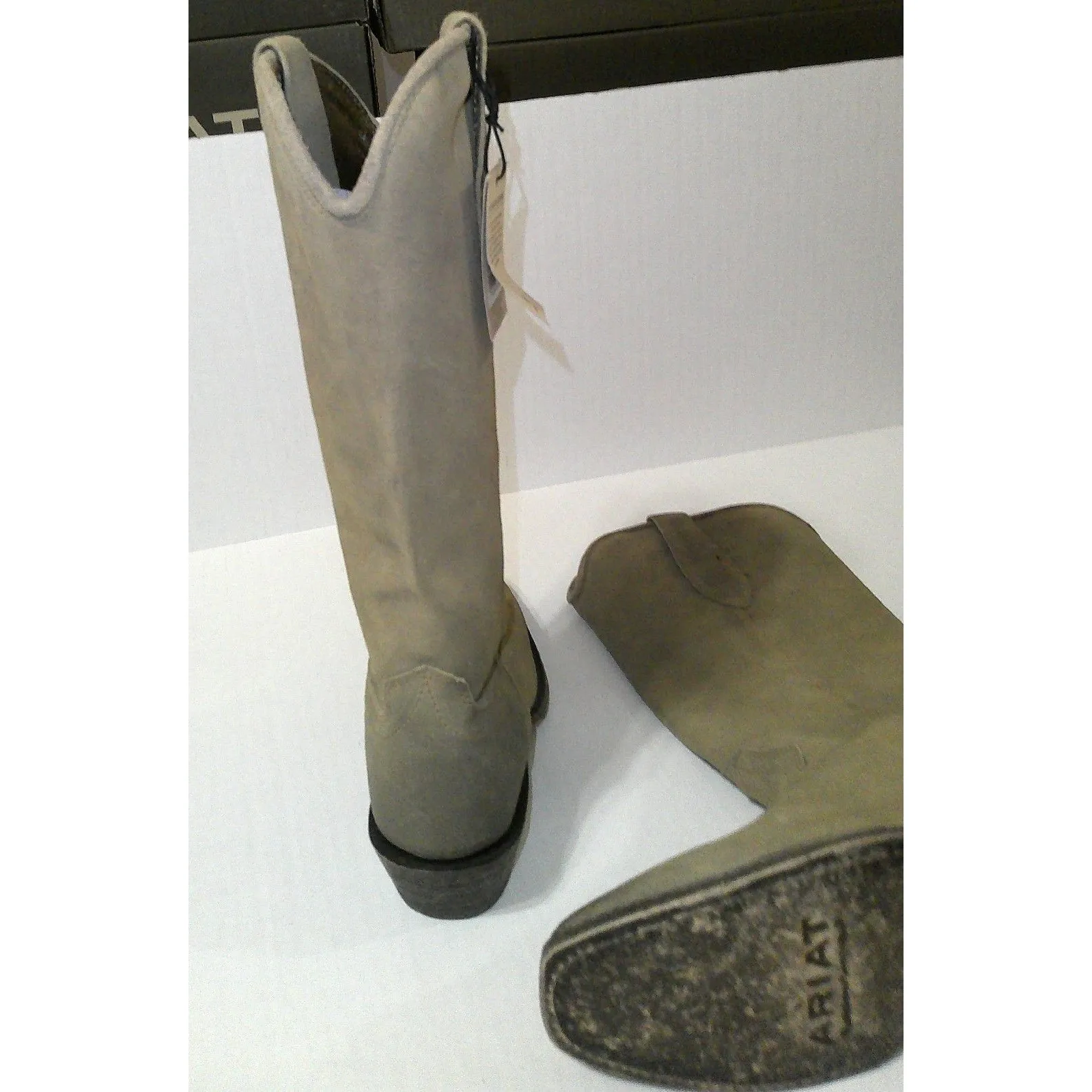 New NWT Womens 7 Ariat Memphis Boot Western Burnt Taupe Suede Light Brown Leathe - Image 6