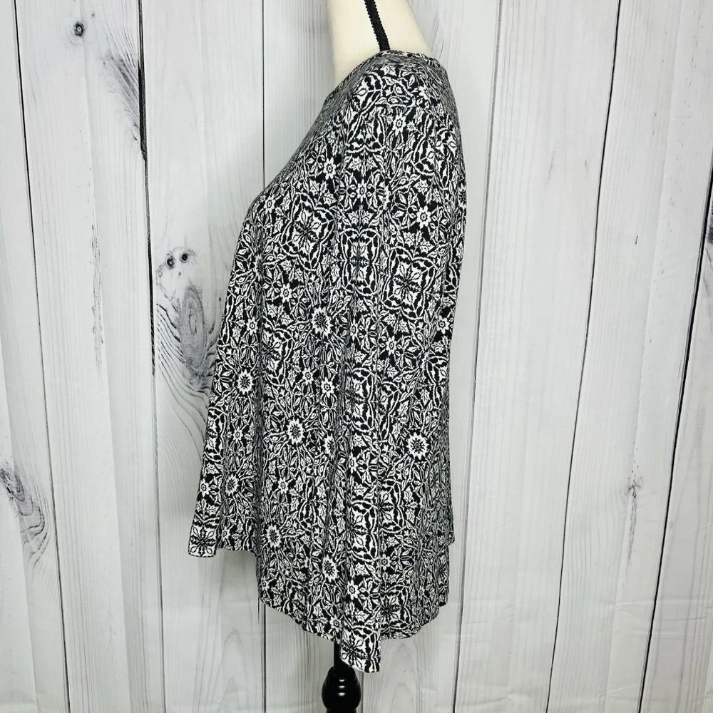 J. Jill Pullover Sweater Sz L Black / Ivory Geometric Design India Size L - Image 5
