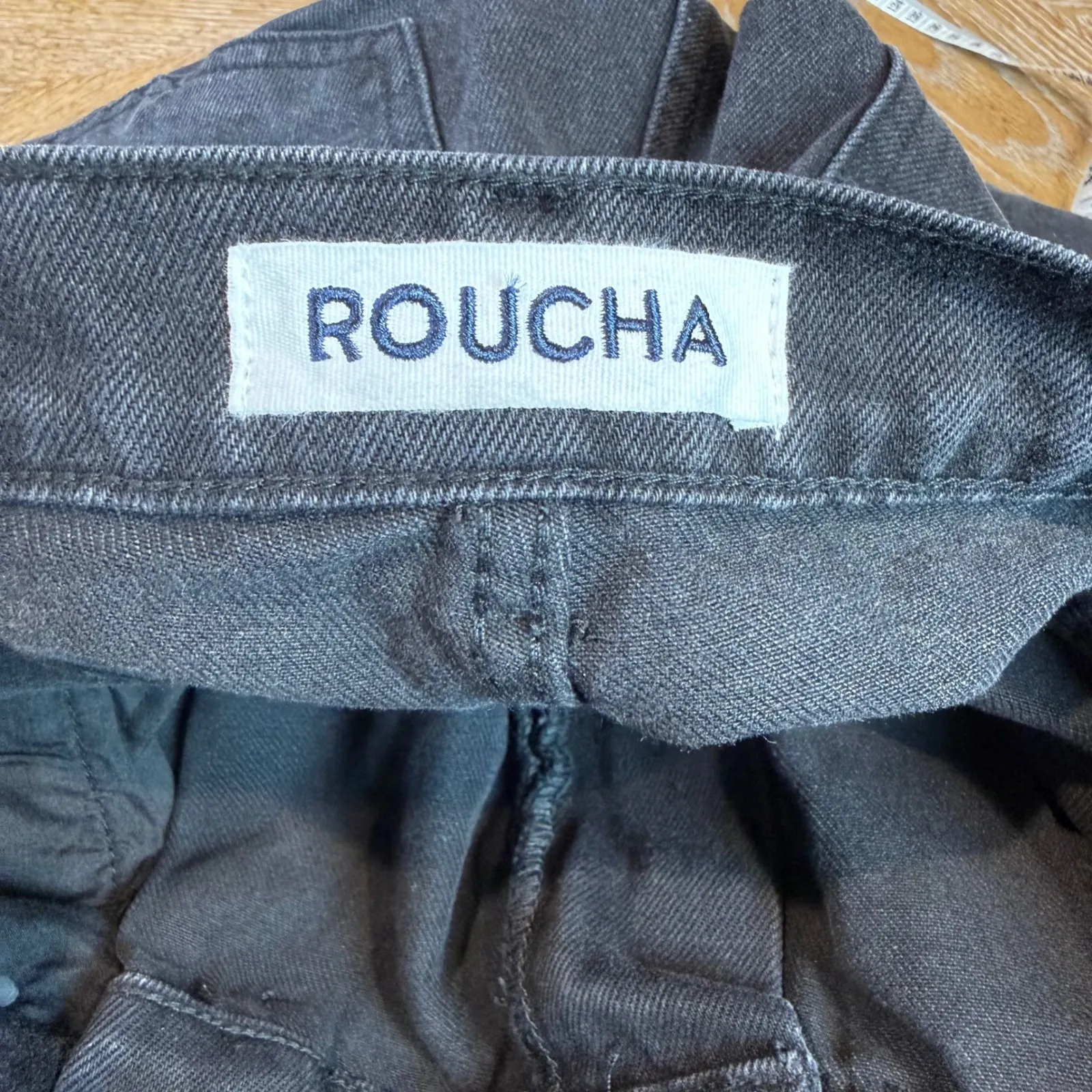 Roucha Diana Denim Washed Black Pleated Wide Leg Jeans Size BB US 8/10 Medium - Image 6