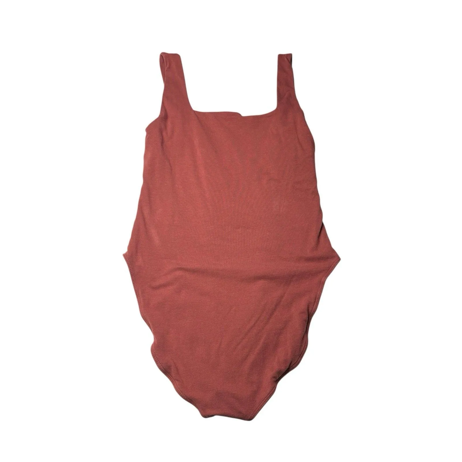 Old Navy Square Neck Tank Top Bodysuit Wide Straps Orange Brown Womens Large - Image 7