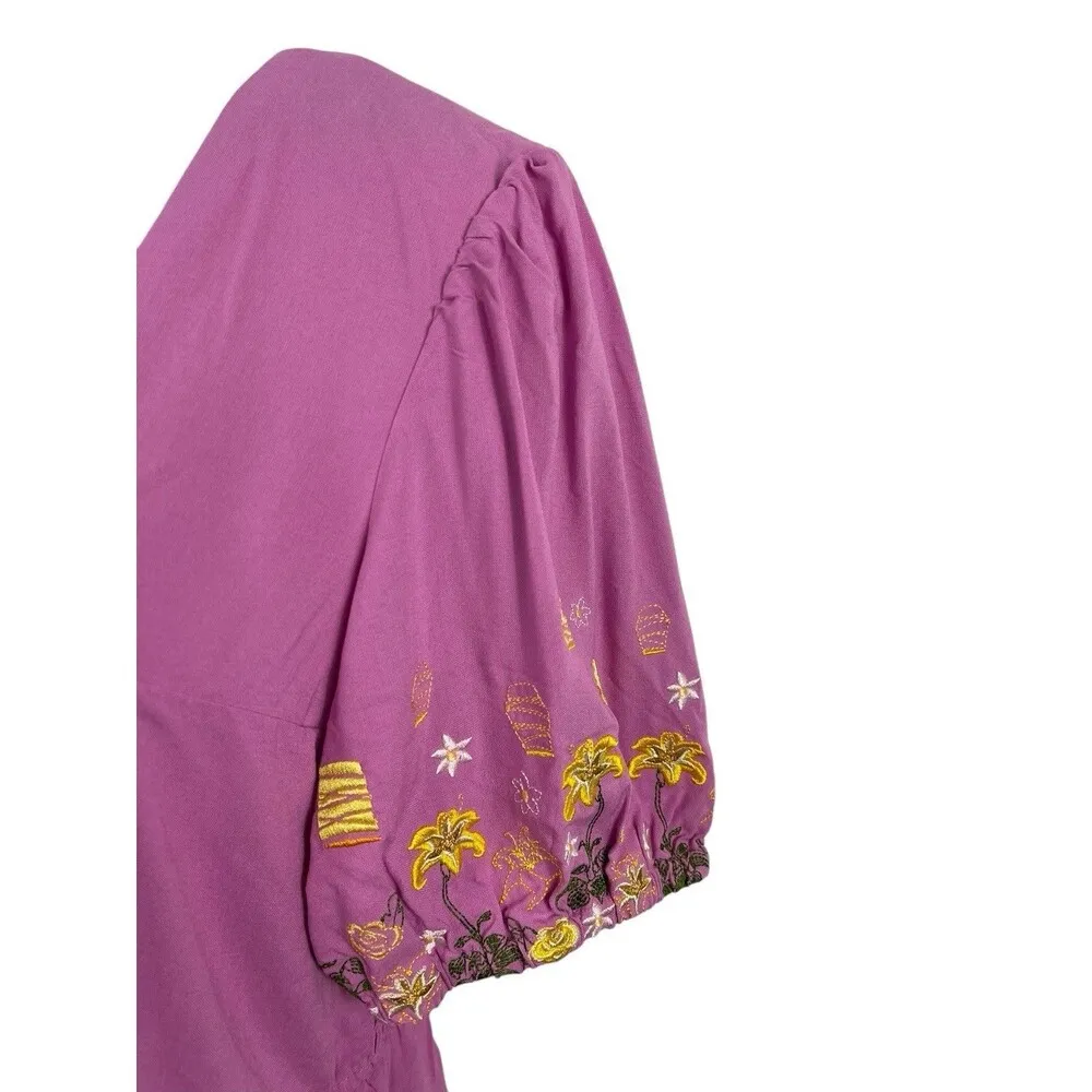 Box Lunch Disney Princess Tangled Rapunzel Pink Floral Lantern Smock Top NWT 3X - Image 4