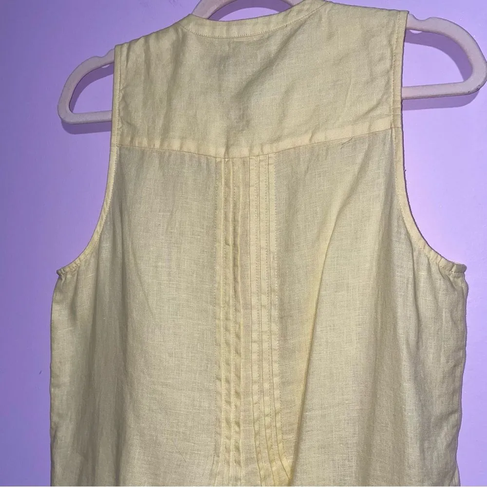 Quince European Linen Sleeveless Swing Dress Women Size S Yellow Casual Preppy - Image 8