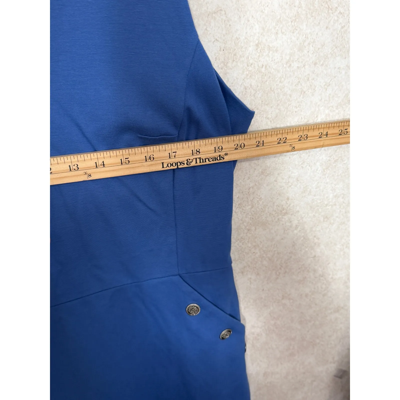 Talbots Women Blue V Neck Sleeveless Button Detail Sheath Dress Size 14 Career - Image 7