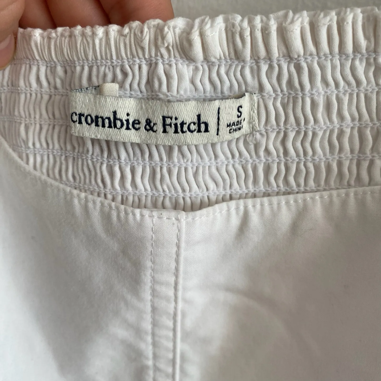 Abercrombie & FItch Corset Puff Sleeve Cropped Top Sz Small White Cotton - Image 3