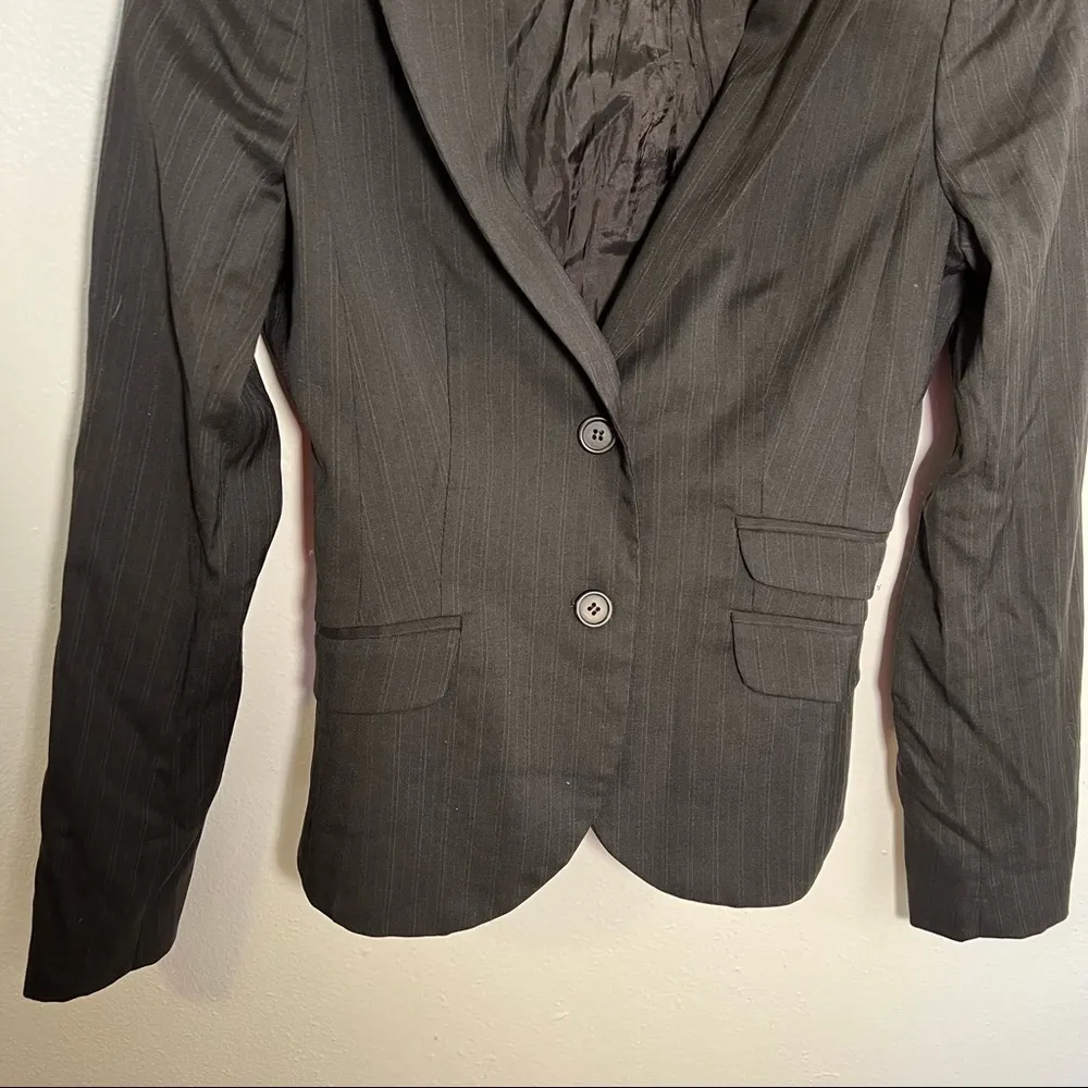 United Colors of Benetton 2 Button Blazer Black Pinstripe - Image 3