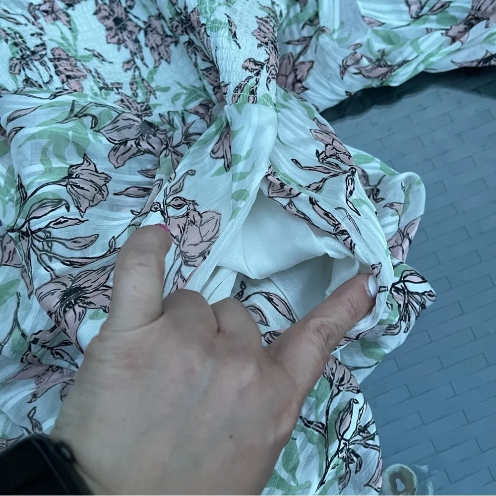 RAG & Bone Women's Calista Long Sleeve Chiffon Maxi Dress in White Floral Size M - Image 5