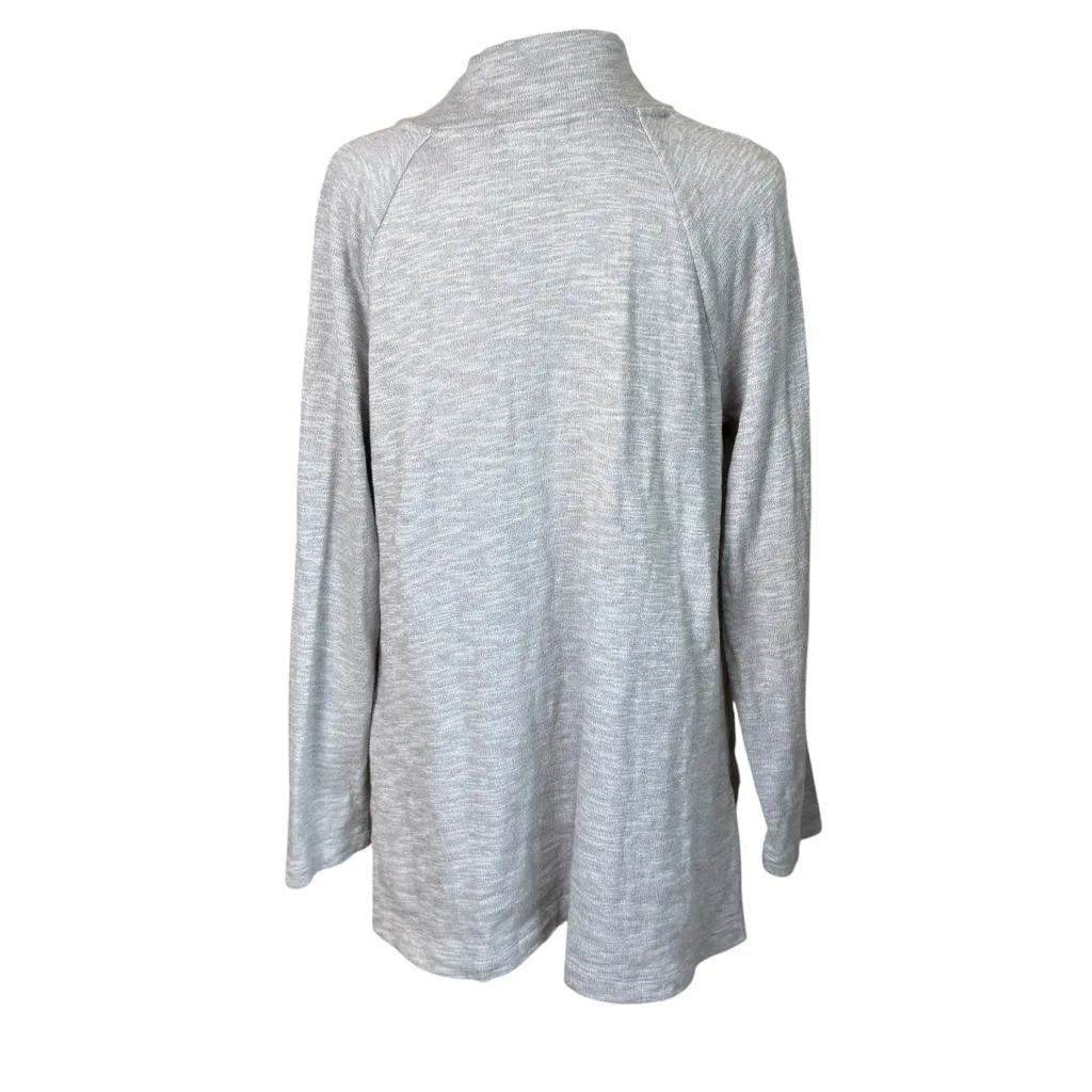 Pure Jill Gray Cotton Blend Sweater Medium Petite V-Neck Natural Organic Neutral - Image 4