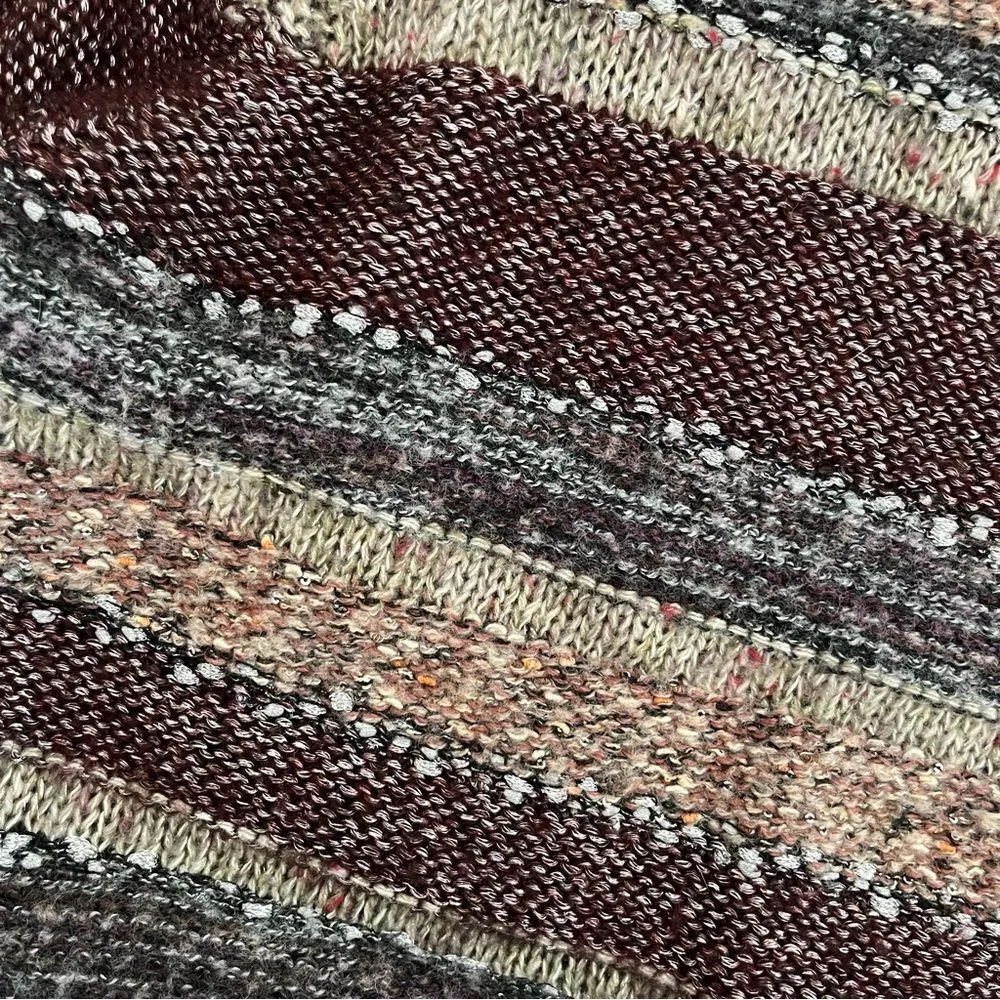 CHICOS Striped Sweater Scarf Set Pullover Sparkle Stripe Earth Tones Size 1 MED - Image 8