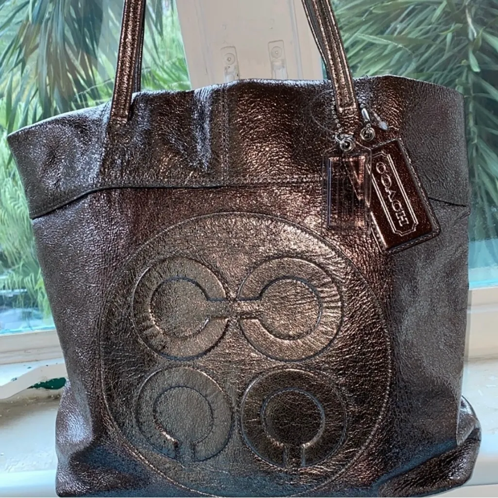 Coach Metallic Leather Embossed Tote - Image 11