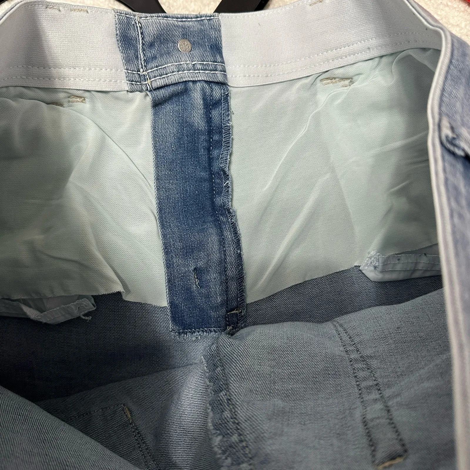 Democracy Jeans Womens 16 Blue Ab Technology Straight Leg Raw Hem Stretch Denim - Image 5