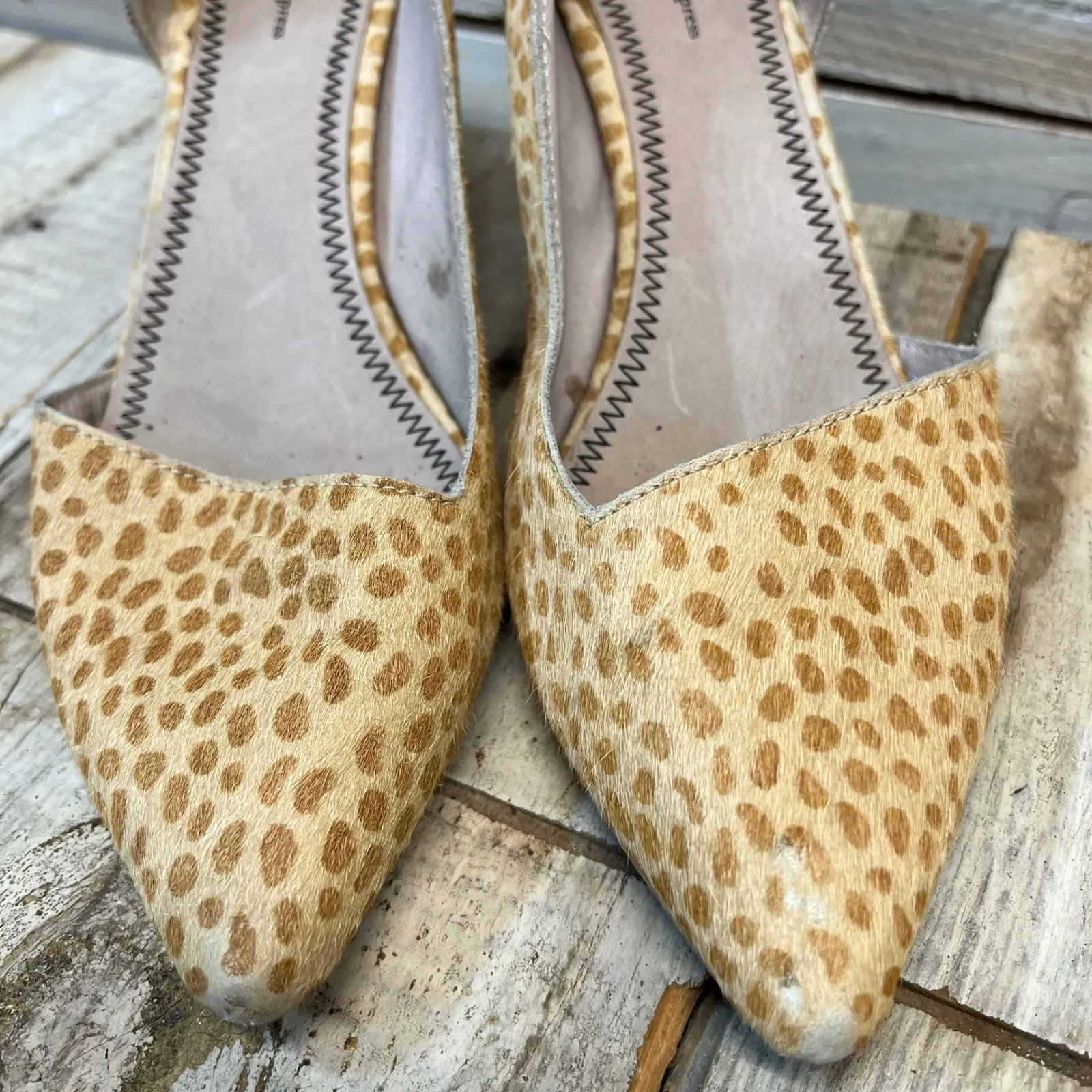 Pilcro And The Letterpress Calf Hair Block Heel Pumps Cheetah Anthropologie 10 - Image 4