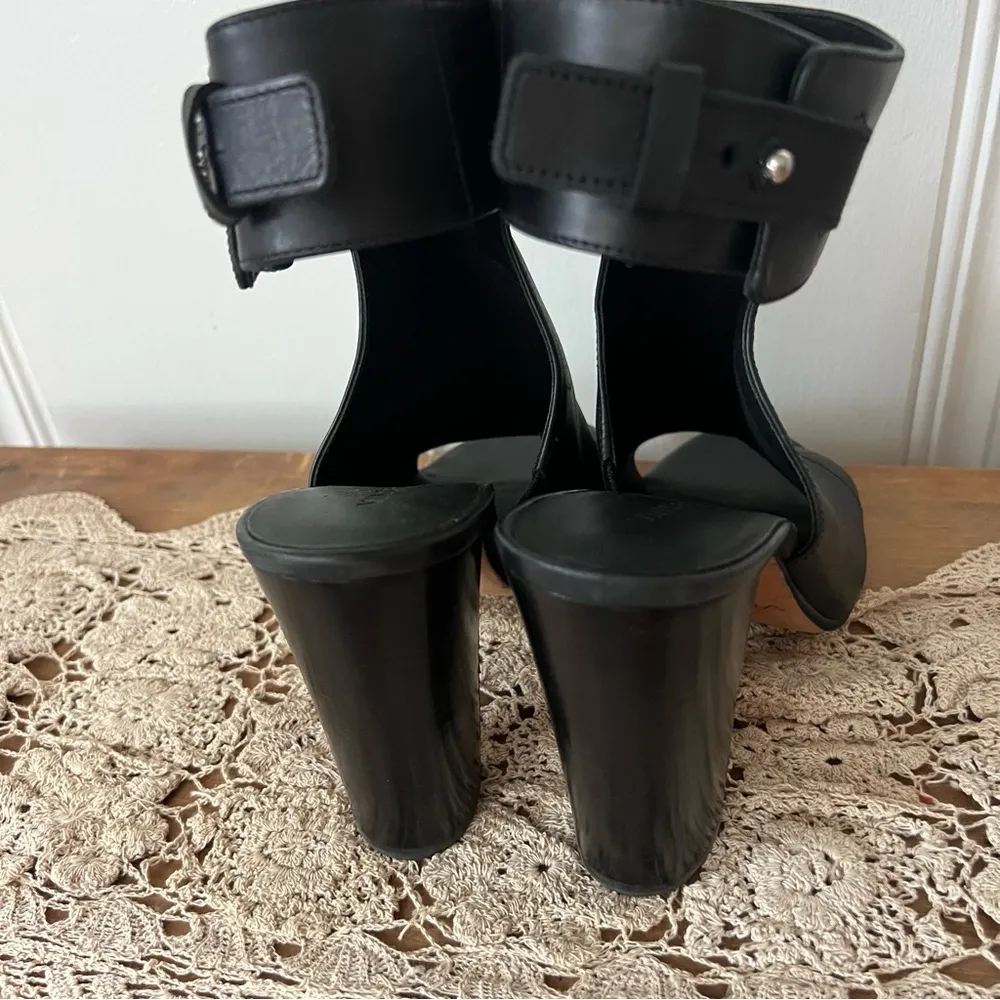 Addie Black Leather Open Toe Ankle Strap Heeled Booties 9.5 - Image 11