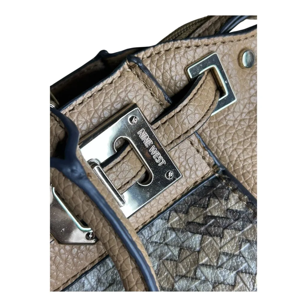 Nine West Woven Panel Crossbody Bag With Adjustable Strap In Tan & Metallic Acce - Image 2