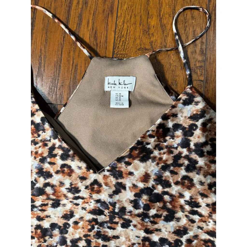 Nicole Miller New York Womens  M Animal Print Maxi Dress With Built-In Bra Brown - Image 2