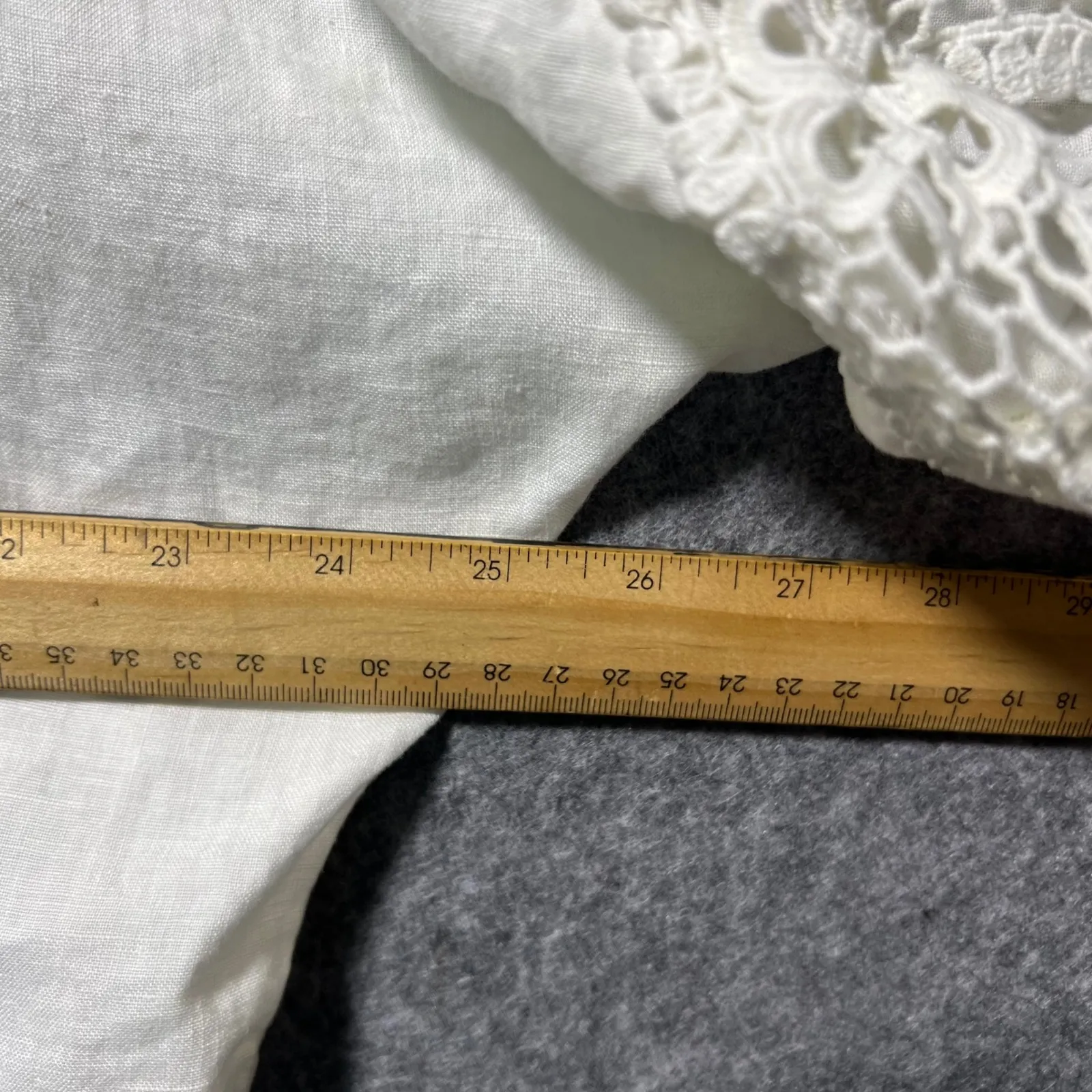 XCVI White Linen Crochet Lace Trim Boho Dolman Sleeve Top Size M - Image 7