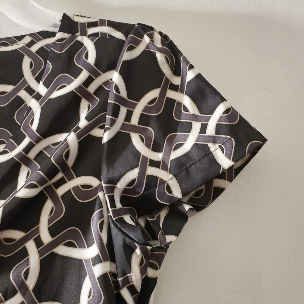 Banana Republic Gray Black Chain Print Dress Shirt S - Image 3