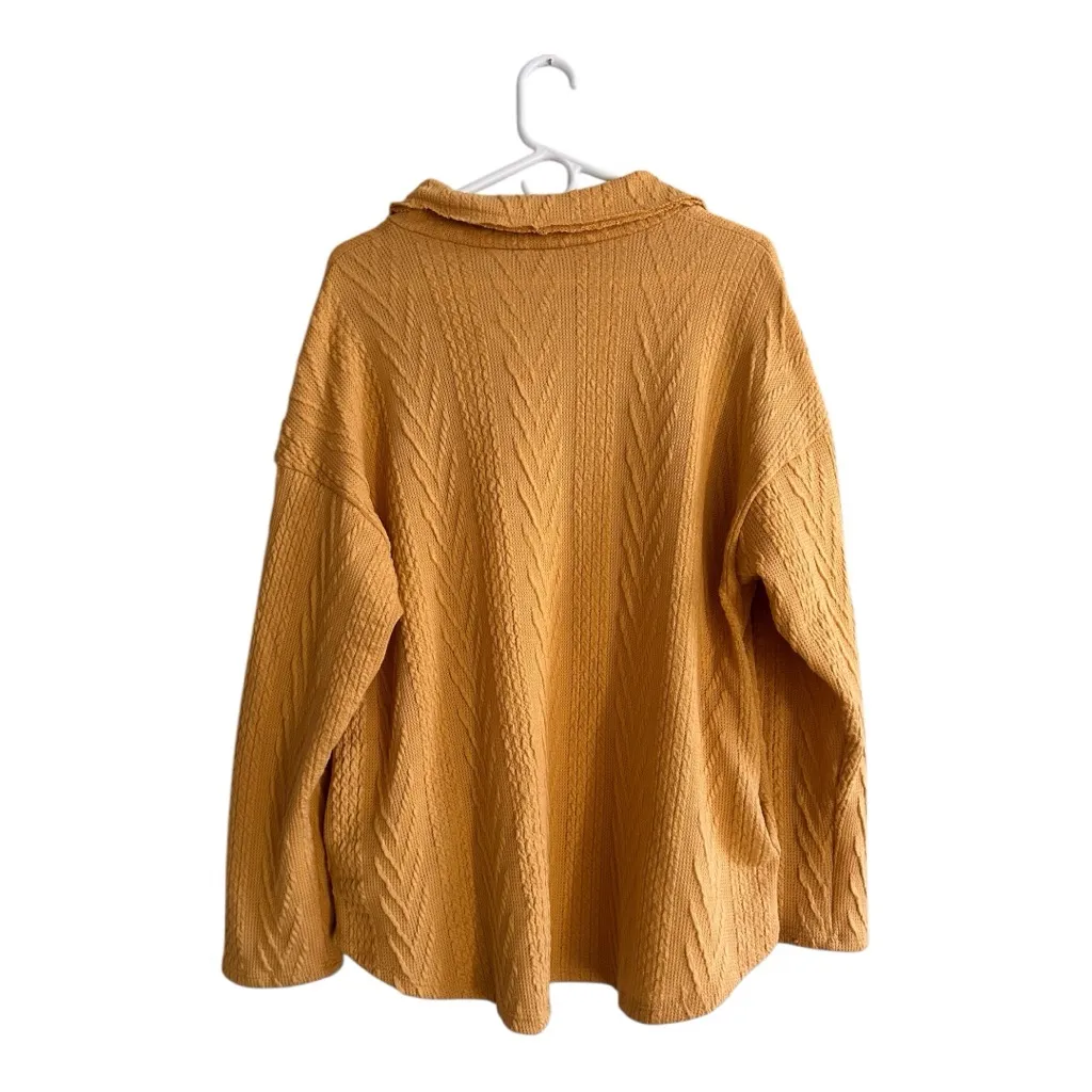 Bucket list mustard cable weave button down collared shirt L/XL Gold Size L - Image 3