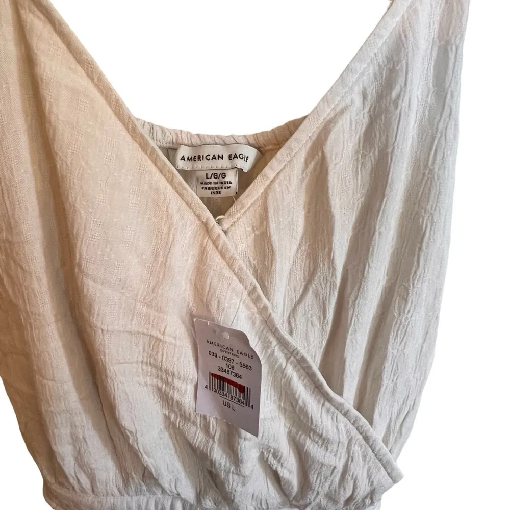 American Eagle white cream ivory romper shorts belt Large - Image 3