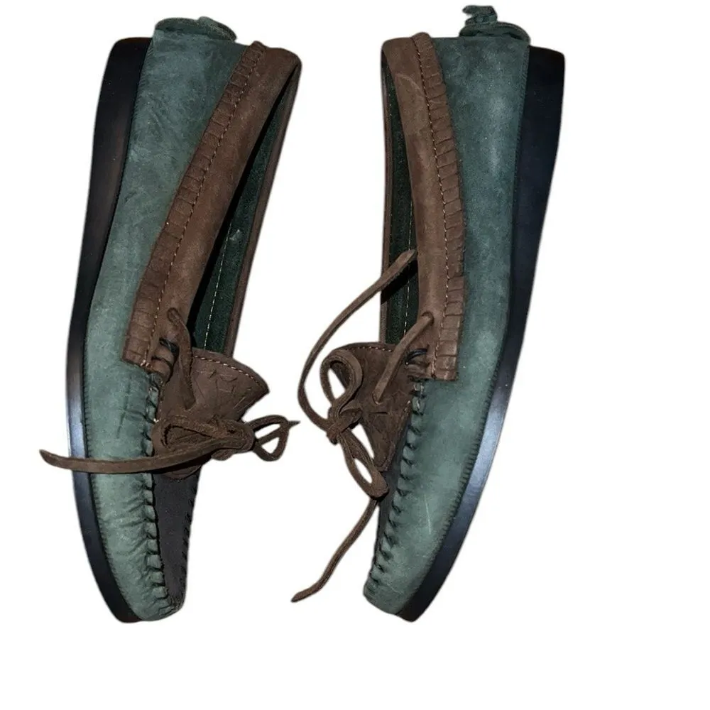 Eastland Brown and Green Moccasins with Soft Leather  Decorative Lace Size 7 M - Image 4