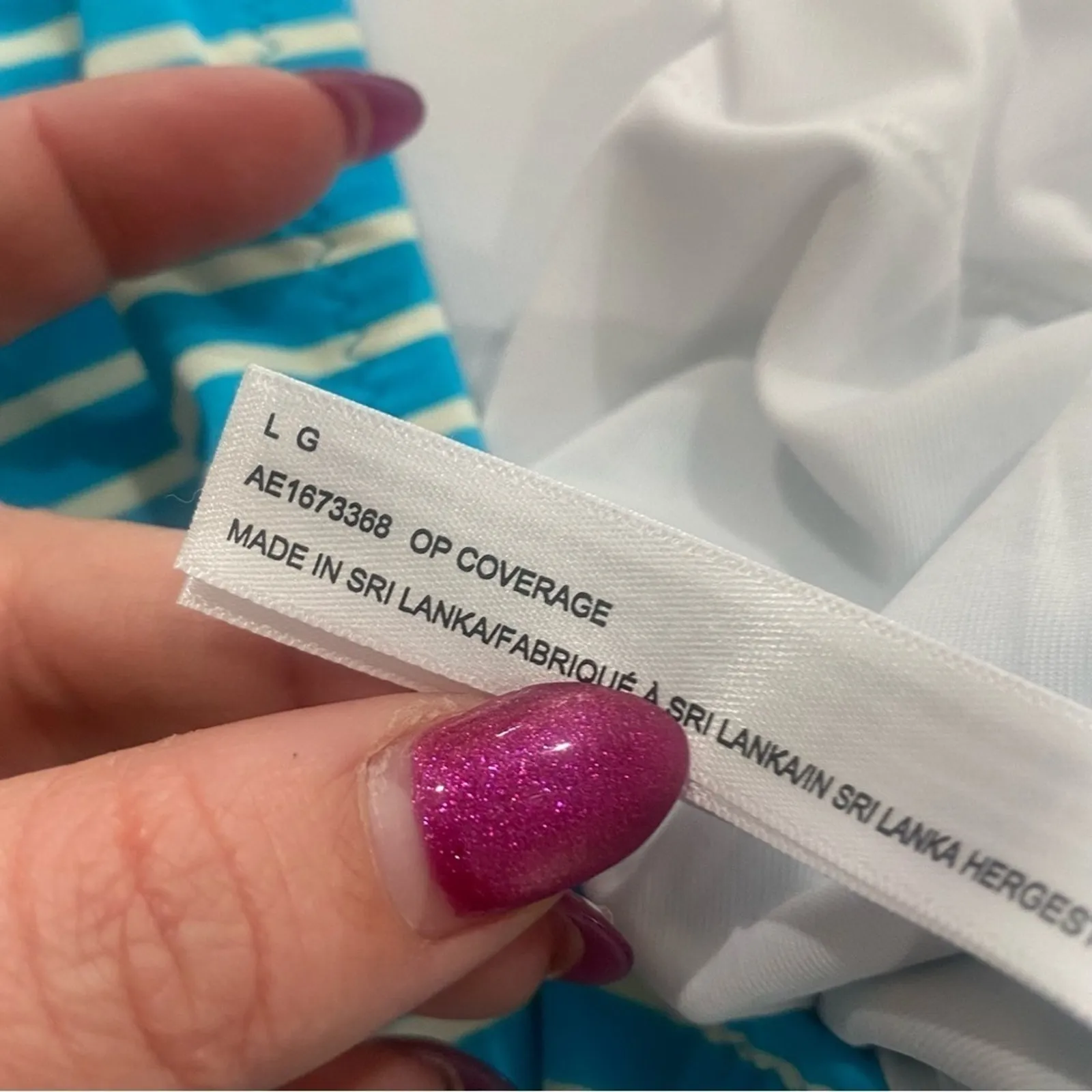 Amazon Essentials Blue White Striped One Piece Swimsuit NWT Size Large - Image 5