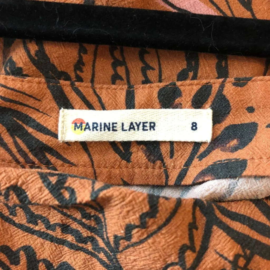 Marine Layer Ryan Midi Slip Skirt Floral Size 8 Sierra Foliage Brown - Image 3