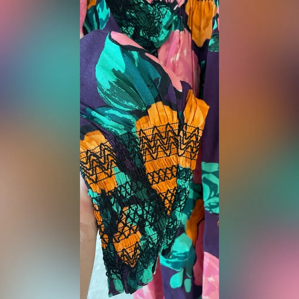 NWT Anthropologie Plenty by Tracy Reese Puff-Sleeved Floral Blouse Pink; size S - Image 3