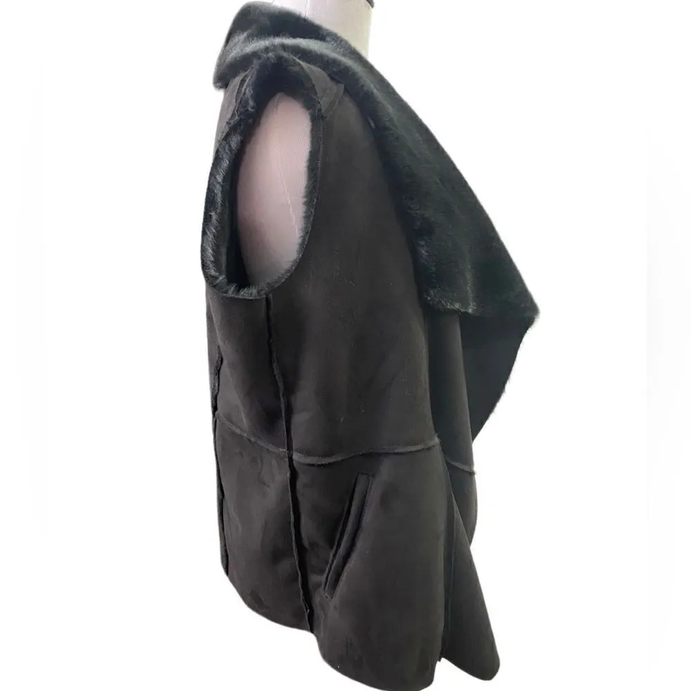 Lucky Brand Faux Fur Black Vest - Image 3