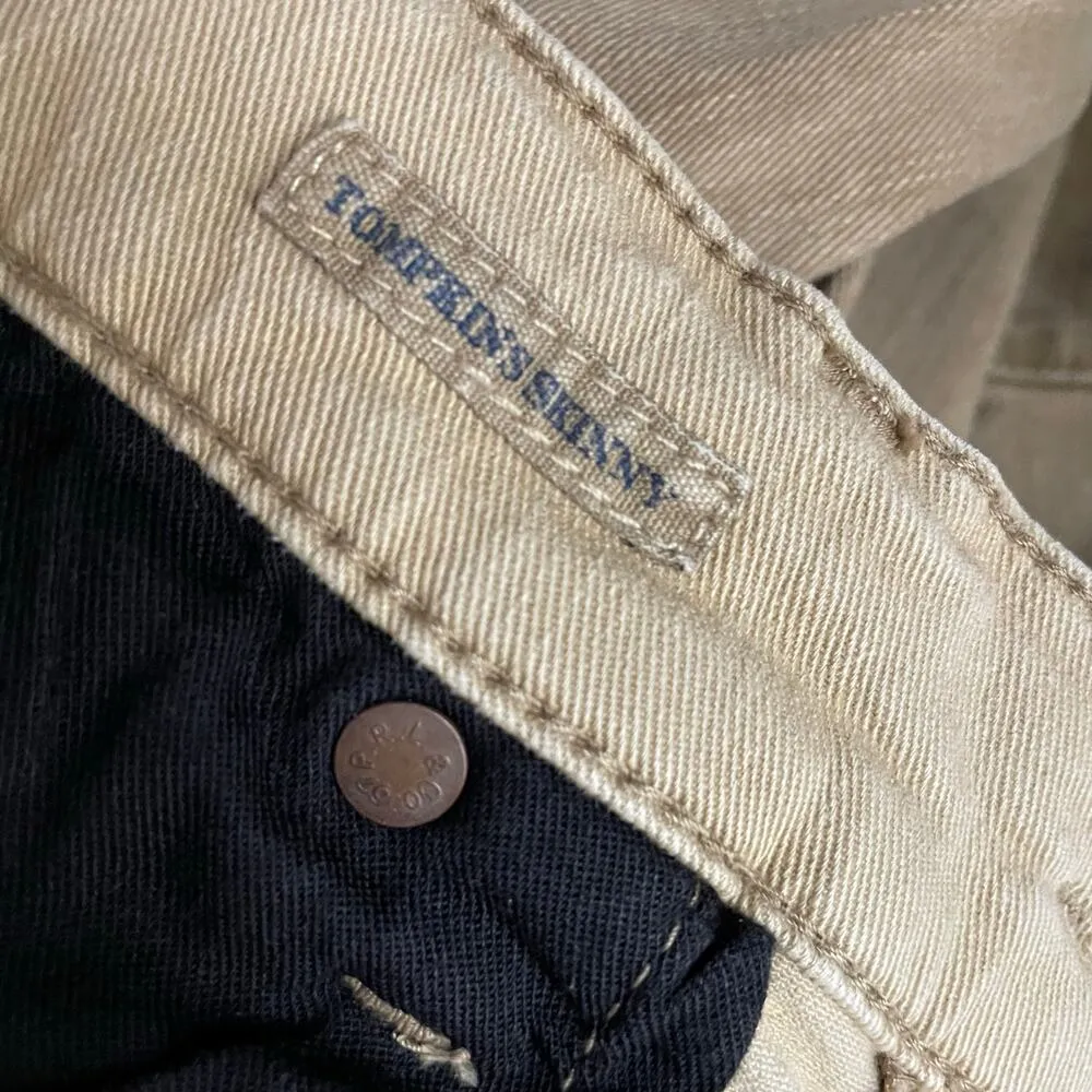 Polo Ralph Lauren Tompkins Skinny Lace Up Jeans Leather Laces Tan Brown Women 27 - Image 13