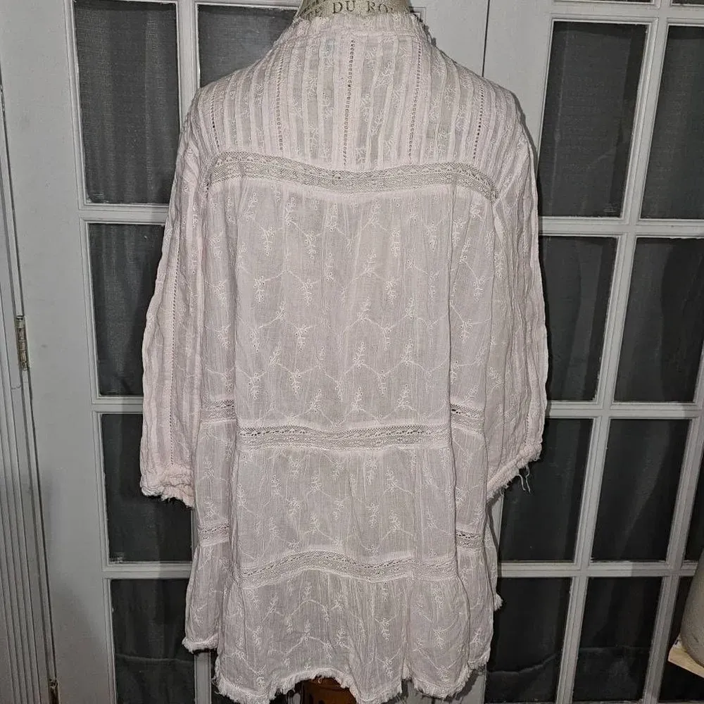 Sundance Womens Pink Mylah Eyelet Shirt Top‎ Blouse Medium - Image 2