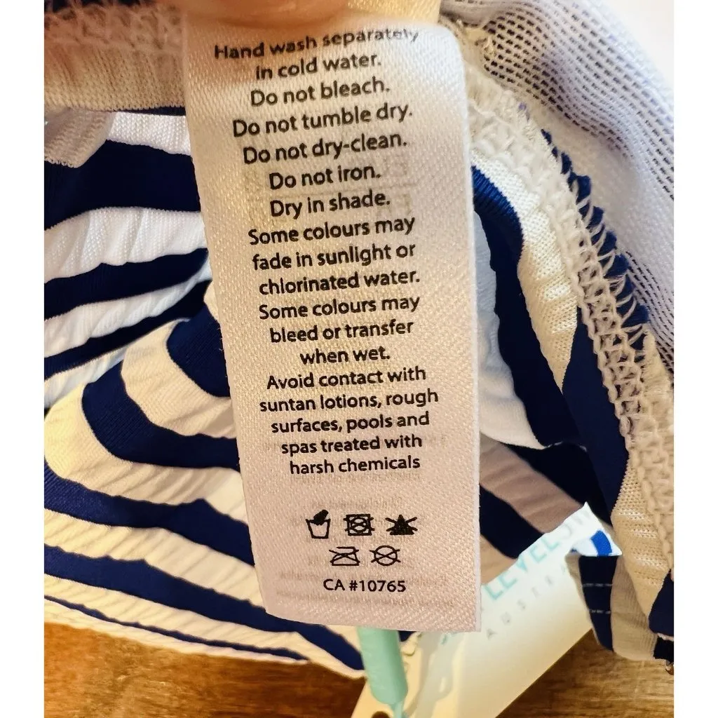 Sea Level Capri Frill One Piece Swimsuit Size US 8 Blue White Stripes Nautical - Image 11