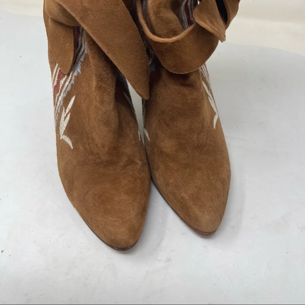 ULLA JOHNSON tan Embroidered Suede Aggie Booties Runway Fall 2016 size 36 - Image 10