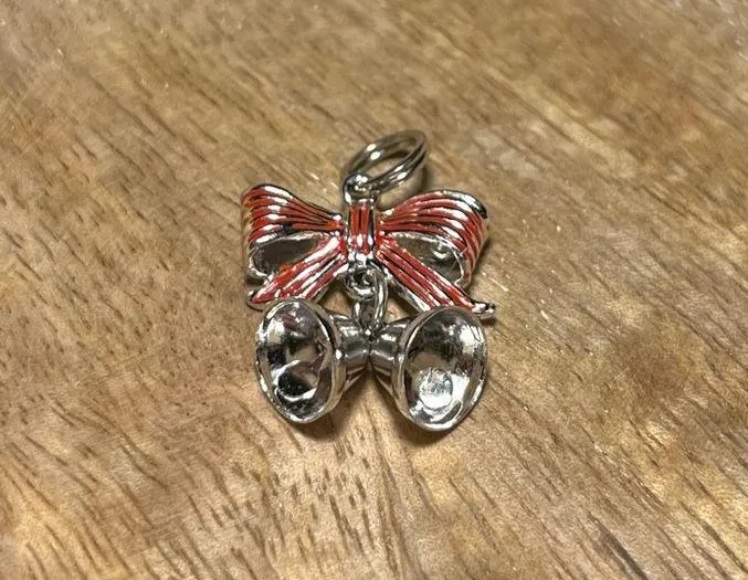 Christmas Red Bow & Jingle Bells Sterling Silver Charm - Image 3