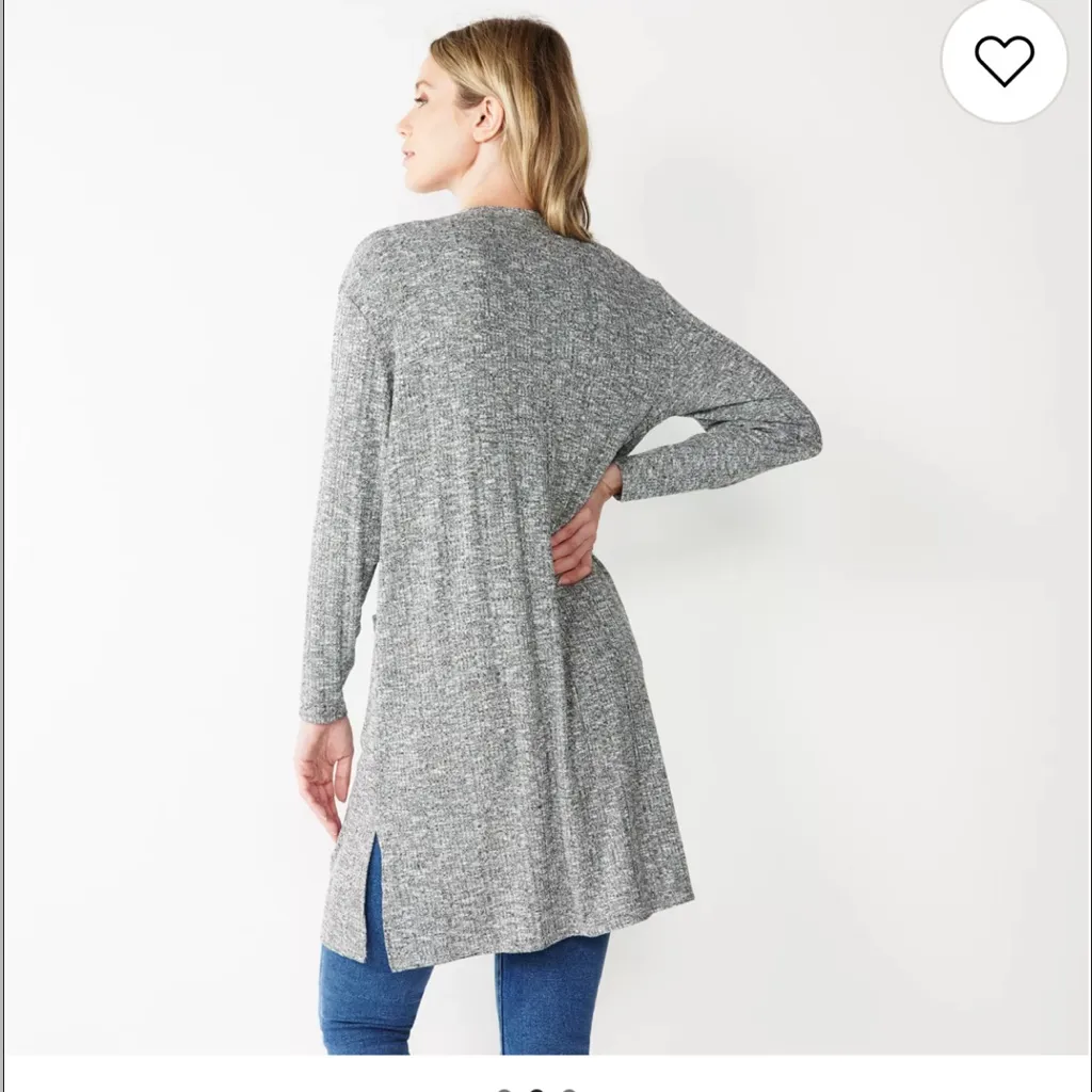 NEW Nine West Women’s Gray Marled Rib Knit Duster Cardigan Sweater Small - Image 3